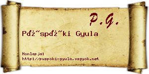 Püspöki Gyula névjegykártya